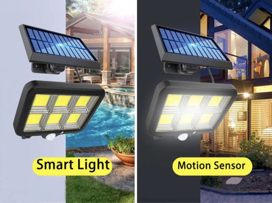Proiector solar 160 LED 8 COB senzor de lumina si miscare