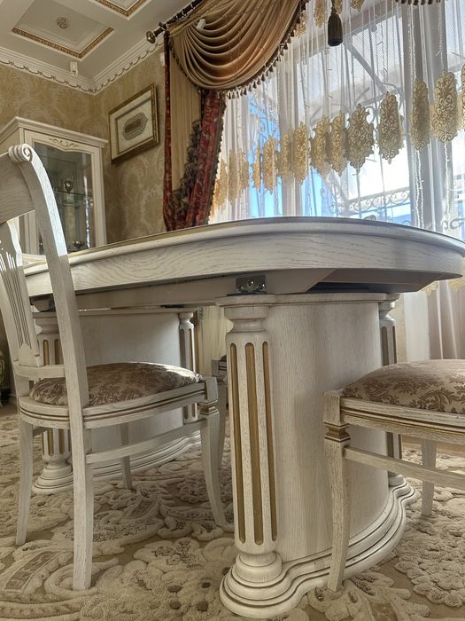 СТОЛ + СТУЛЬЯ ( 10шт ), настоящее дерево