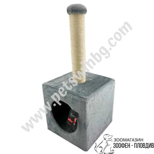 PetInterest Cube Cat Tree Grey 31/31/67см - Драскало за Коте с Къщичка
