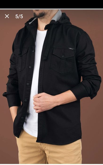 Cămașă Noua De Blugi Cu Glugă Slim Fit Bărbați Bumbac 100% De Calitate