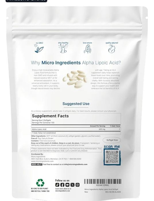 Alpha lipoic acid,600 mg,альфа липоевая кислота,alpha