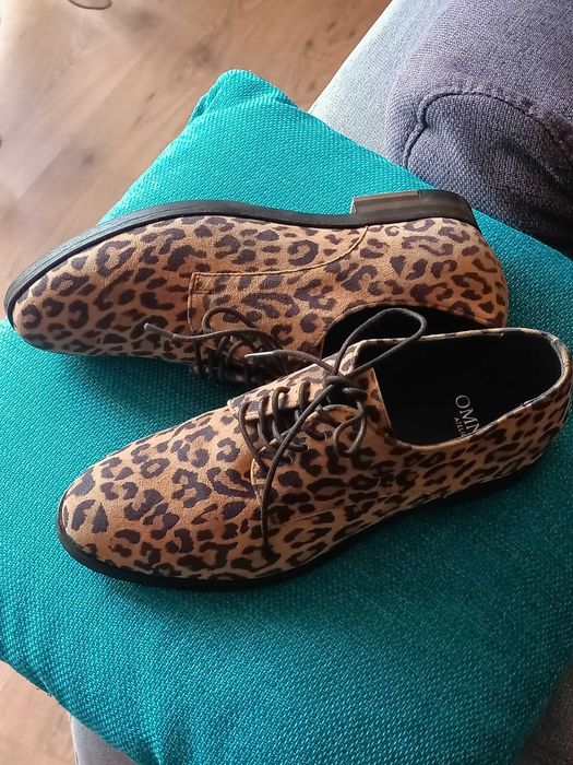Pantofi Oxford din piele animal print
