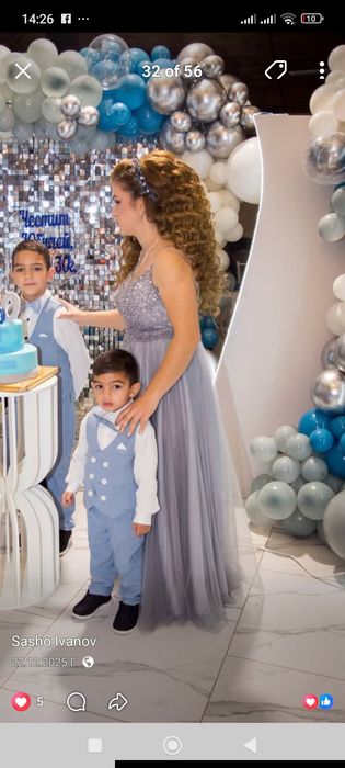 Нежна абитуриентска рокля в сиво