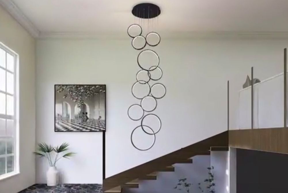 Черни висящи рингове 12 или ринга за висок таван, стълбище