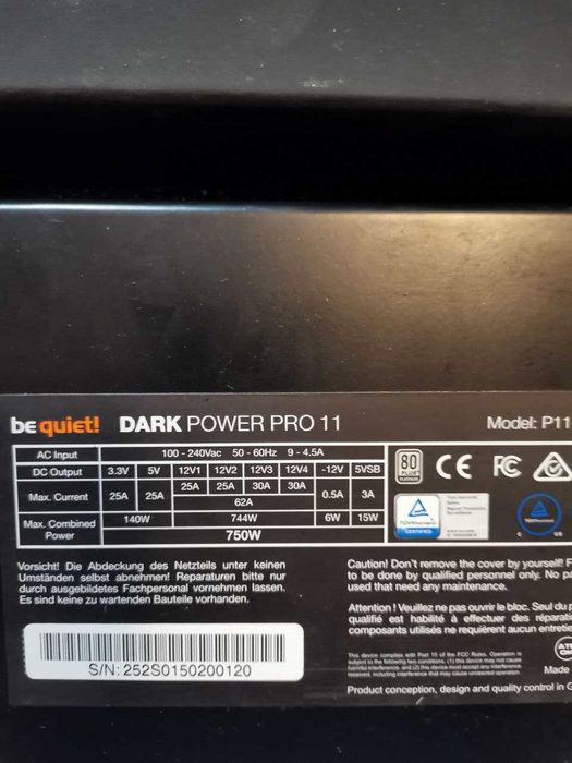 Захранване be quiet! Dark Power Pro 11 – 750W, 80+ Platinum
