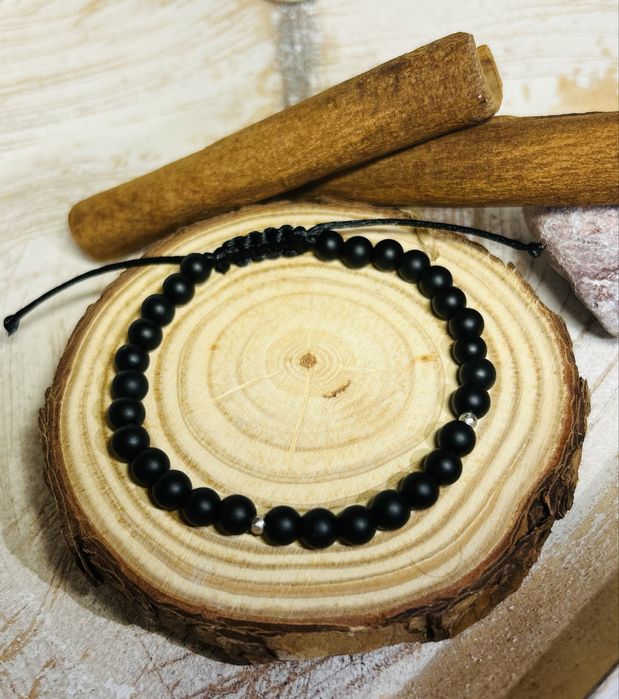 Bratara barbati negru mat