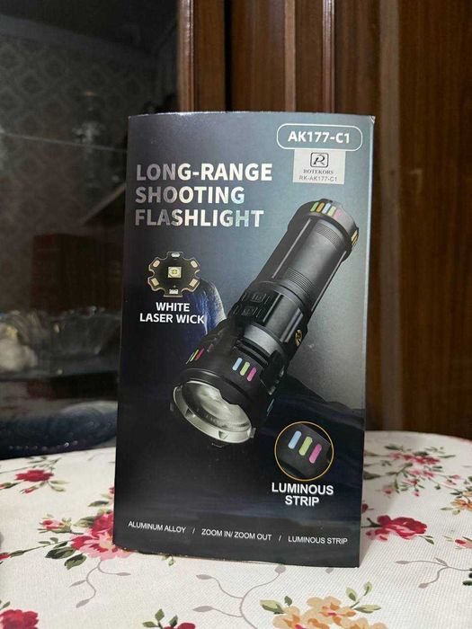 Мощный дальнобойный фонарь AK177-C1 ROTEKORS 4×18650 Zoom + RGB полоса