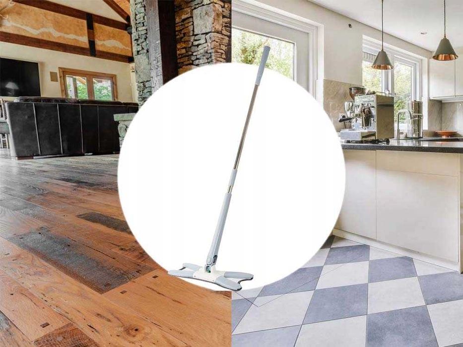 Микрофибърен моп Въртящ се на 360°, Перящ се, Регулируем до 140 см