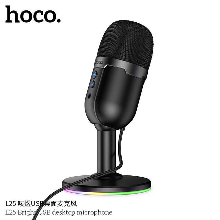 Hoco L25 Bright настольный USB-микрофон с RGB-подсветкой
