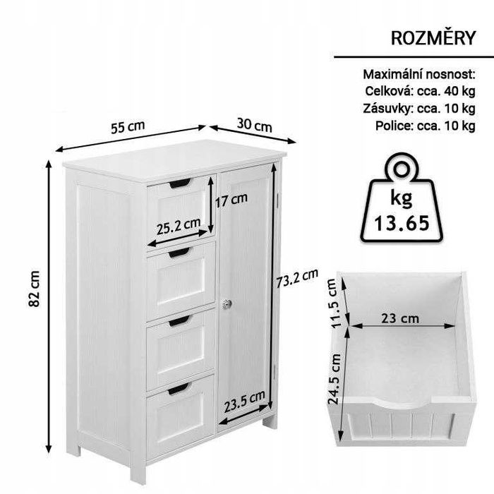 Шкаф Miadomodo с 4 чекмеджета 55x30x82см чисто нов оребрен