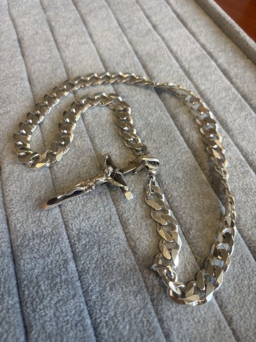 Сребърен ланец Панцер 925 и кръст 55см 120гр