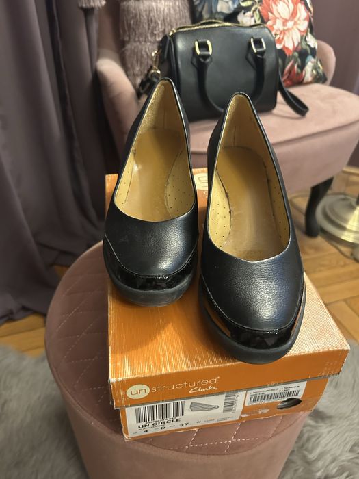 Pantofi Clarks talpa ortopedica piele naturala