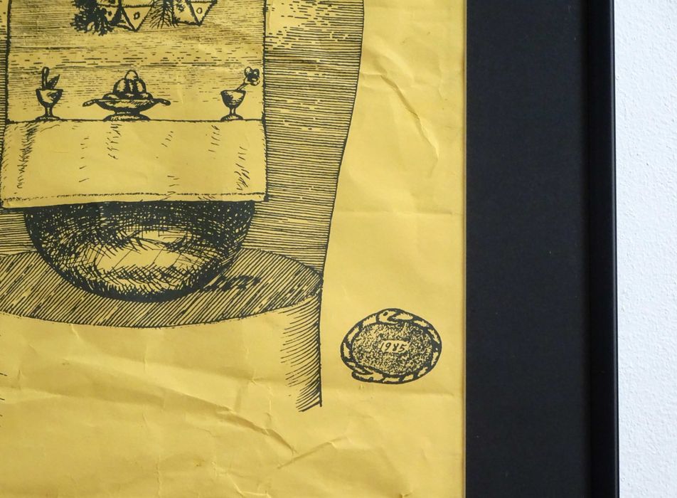 Tablou Stefan Caltia, ‘Casă albastră’ | Litografie veche, superba