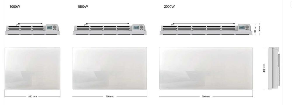 Radiator/Calorifer electric de perete din ceramica Kalia Glass, 2000W