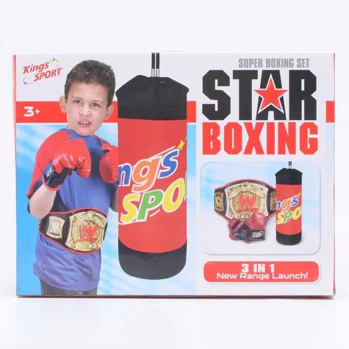 Боксов комплект 3в1 WWE боксова круша, ръкавици, пояс Кеч мания бокс