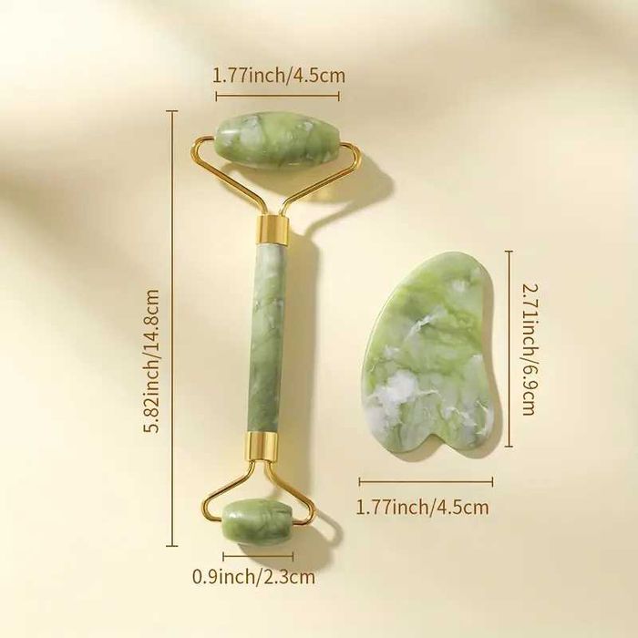 Aparat masaj din jad facial 2 role placa Gua Sha combo.     Aparat masaj relaxare cu 3 capete.     Aparat masaj pistol relax tone cu 4 capete 6 viteze