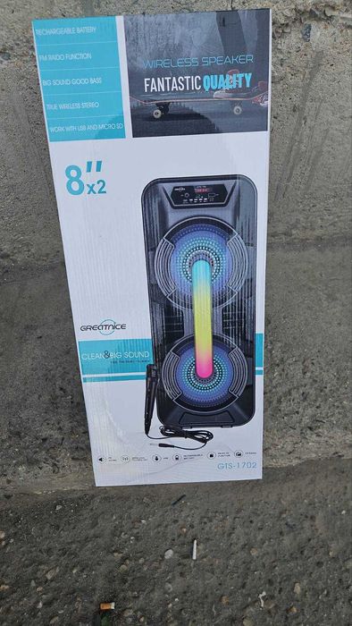 Преносима караоке колона GTS-1702 2х8 инча FM