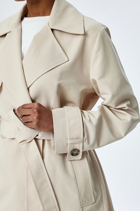 KOTON Trenci scurt cu cordon, Bej deschis, 40, 42, 44 (L, XL 2XL)