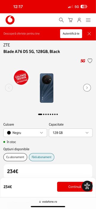 Telefon sigilat ZTE blade A76 5g