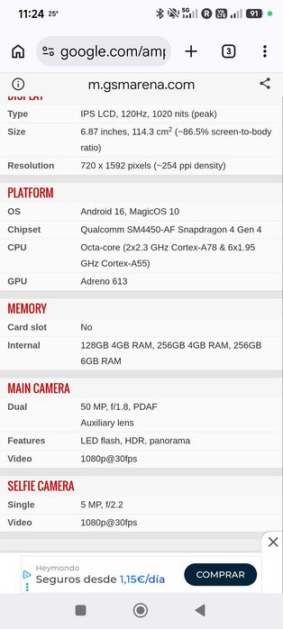 Honor 600 smart 4/128