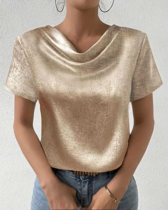 50 lei BLUZA tricou L superba aurie NOUA (compleu rochie costum top)