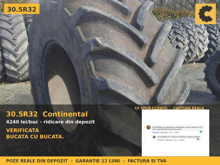 ANVELOPE 30.5R32 800/65R32 30.5L-32 Continental Cauciucuri Combina John Deere New Holland Case IH SH GARANTIE Factura TVA