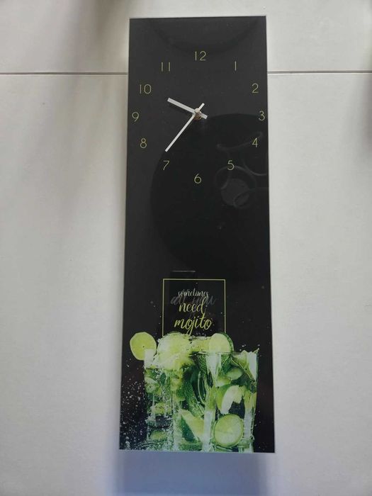 MOJITO модерен стъклен стенен часовник 20/60 СМ, Черен