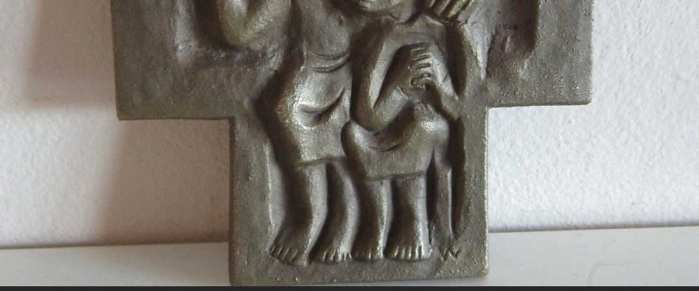 cadou rar bronz masiv Egino Weinert Sf. Benedict protectorul copiilor