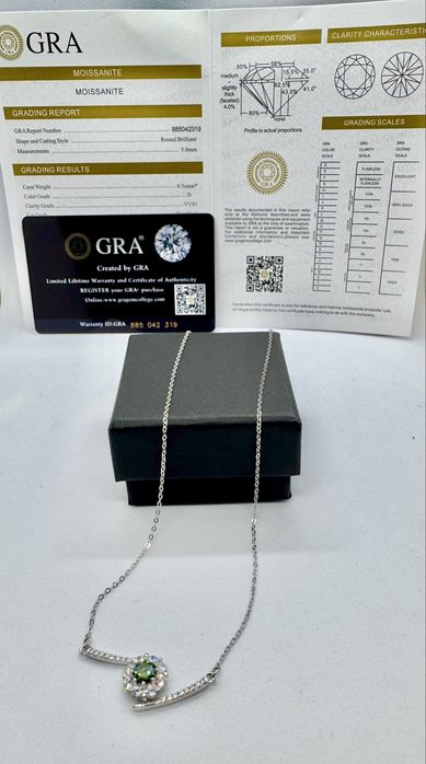 Сребърно колие с мойсанит (Диамант) 0.5 карата