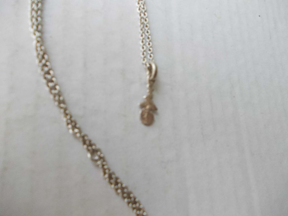 Lant si medalion pandantiv vechi din argint floare (1)