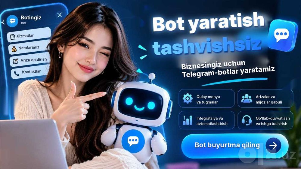 Создание Telegram-ботов для бизнеса от 200 000 сум — бот под ключ