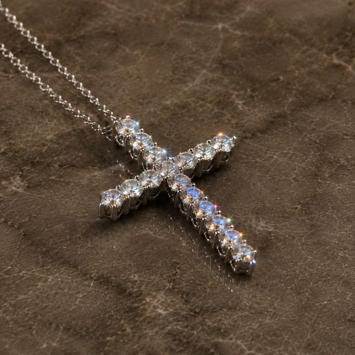Lănțișor Cruce Argint 925 Unisex Diamant Moissanite VVS1 1.5CT tip Swarovski