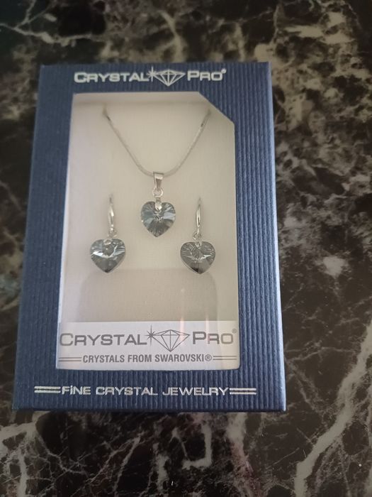 НОВ Комплект бижута Crystal Pro с кристали Swarovski, Мед. стомана