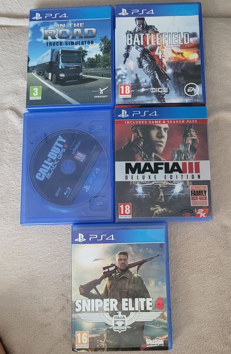 Pachet 5 jocuri PS4 – Mafia III Deluxe, Battlefield 4, Sniper Elite 4, Call of Duty Black Ops III, On The Road