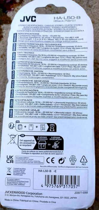 Căști cu fir JVC HA-L50 Negru