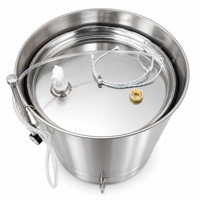 Butoi (cisterna) INOX cu capac flotant 200 L si camera din silicon, cadou robinet din INOX