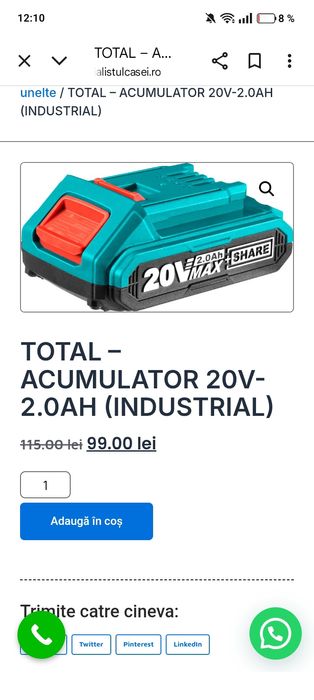 2 Acumulatori Total+încărcător