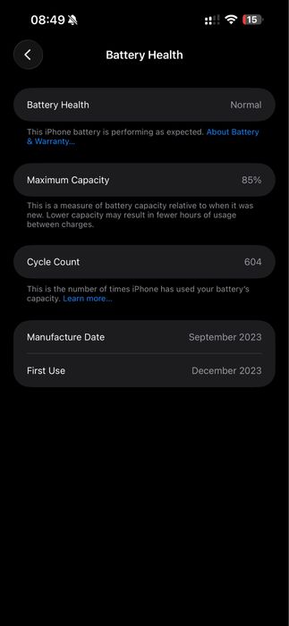 iPhone 15pro max 512gb LL/A 85%