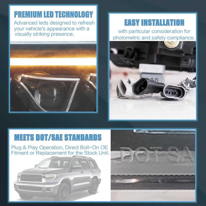 Комплект LED фарове за Toyota Sequoia 2008-2020 и Tundra 2007-2013