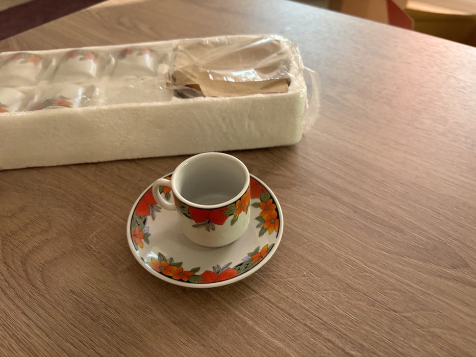 Set 6 cesti/farfurioare ceai portelan China