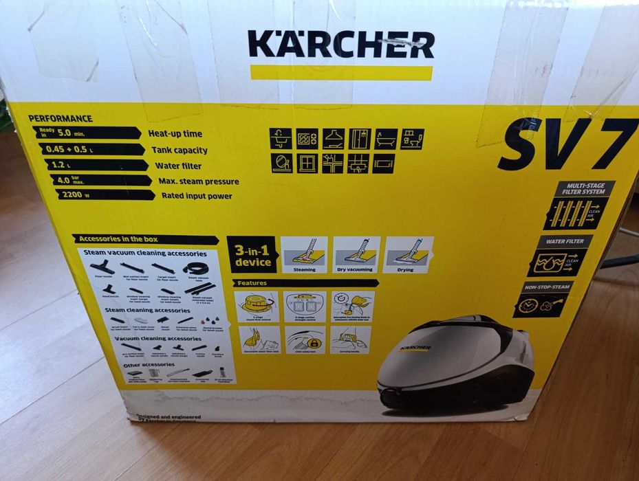Karcher SV7  , 3 в 1: Почистване с пара, прахосмукачка и сушене!