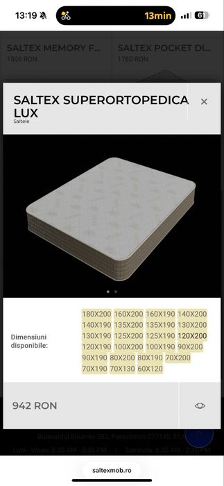 Pat 160x200 Jysk nou in cutie si Saltea Saltex UltraOrtopedica 160x200