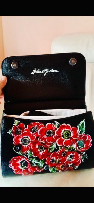 Geantă Dolce & Gabbana Sicily Medium cu maci ORIGINALĂ, nouă, dust bag