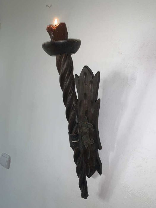 Torta lumanare din lemn cu fier forjat decor