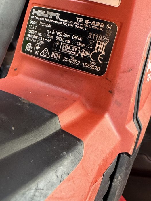 Hilti TE6-A22 перфоратор 2 x 5,2Ah