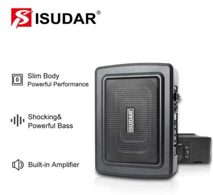 Subwoofer Auto Activ ISUDAR Slim Sub Scaun | Amplificator Integrat NOU