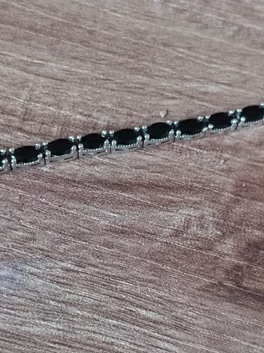 Bratara din argint 925 cu pietre negre Marquise