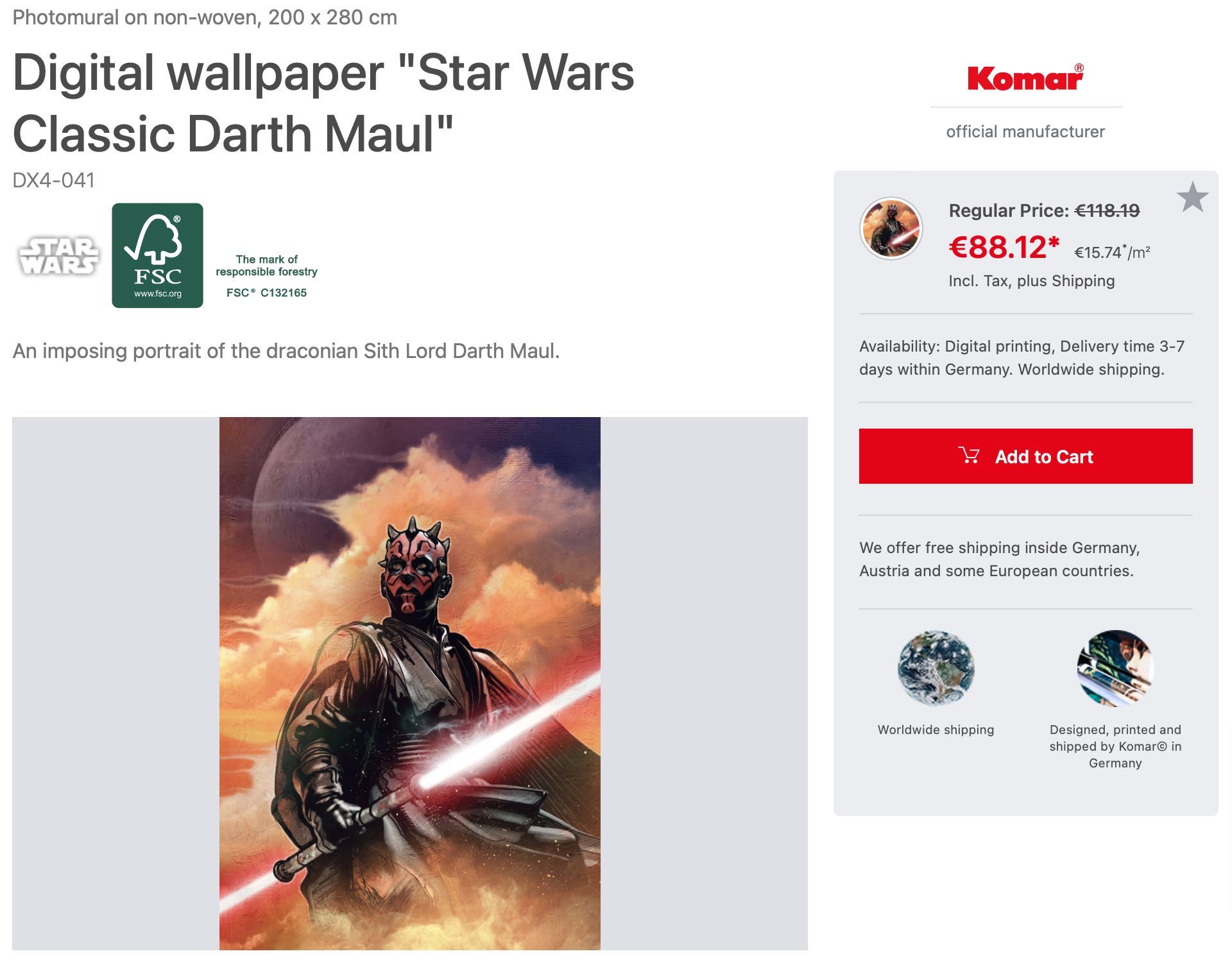 Non-woven photomural Star Wars Poster Classic 2 from Komar