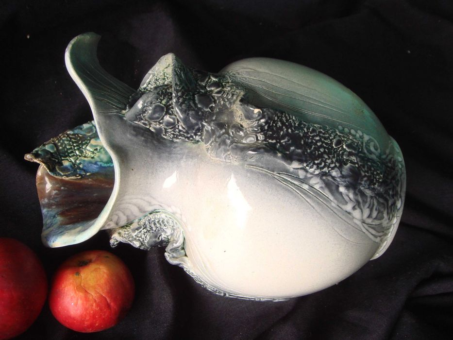 Дизайнерская Ваза Каменная майолика глазурь  Италия Морская стихия