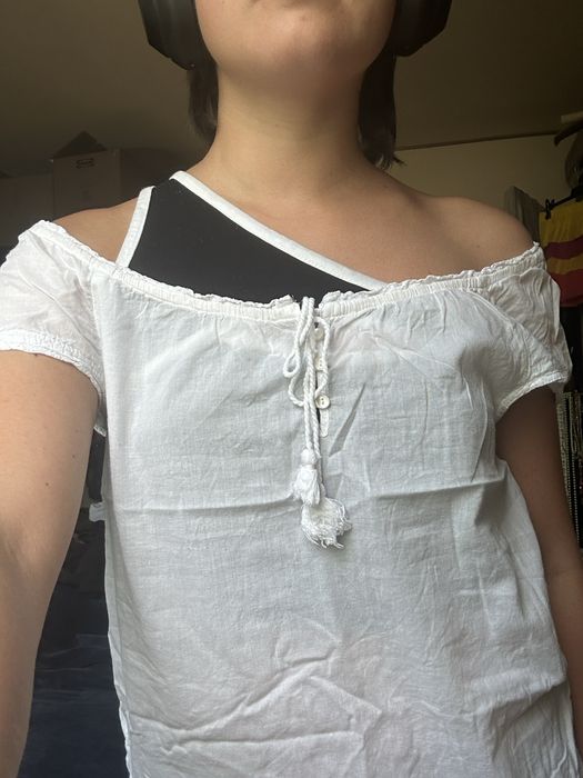 Tricou alb pentru dame din bumbac subtire marimea 34